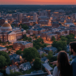 The Image Depicts A Scenic View Of The Columbia, Missouri Skyline, Showcasing The University Of Missouri Campus With Its Distinctive Architecture. This Vibrant City Is A Hub For Prospective Home Buyers, With A Growing Housing Market And Various Real Estate Opportunities.