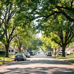 The Image Depicts A Typical Residential Street In A Missouri Neighborhood, Lined With Mature Trees And Well-Maintained Houses, Creating A Welcoming Atmosphere For Potential Homebuyers. This Serene Environment Is Ideal For First-Time Homebuyers Considering The Home Buying Process, As They Explore Properties And Evaluate Their Financial Situation, Including Closing Costs And Ongoing Costs Associated With Homeownership.