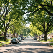 The Image Depicts A Typical Residential Street In A Missouri Neighborhood, Lined With Mature Trees And Well-Maintained Houses, Creating A Welcoming Atmosphere For Potential Homebuyers. This Serene Environment Is Ideal For First-Time Homebuyers Considering The Home Buying Process, As They Explore Properties And Evaluate Their Financial Situation, Including Closing Costs And Ongoing Costs Associated With Homeownership.