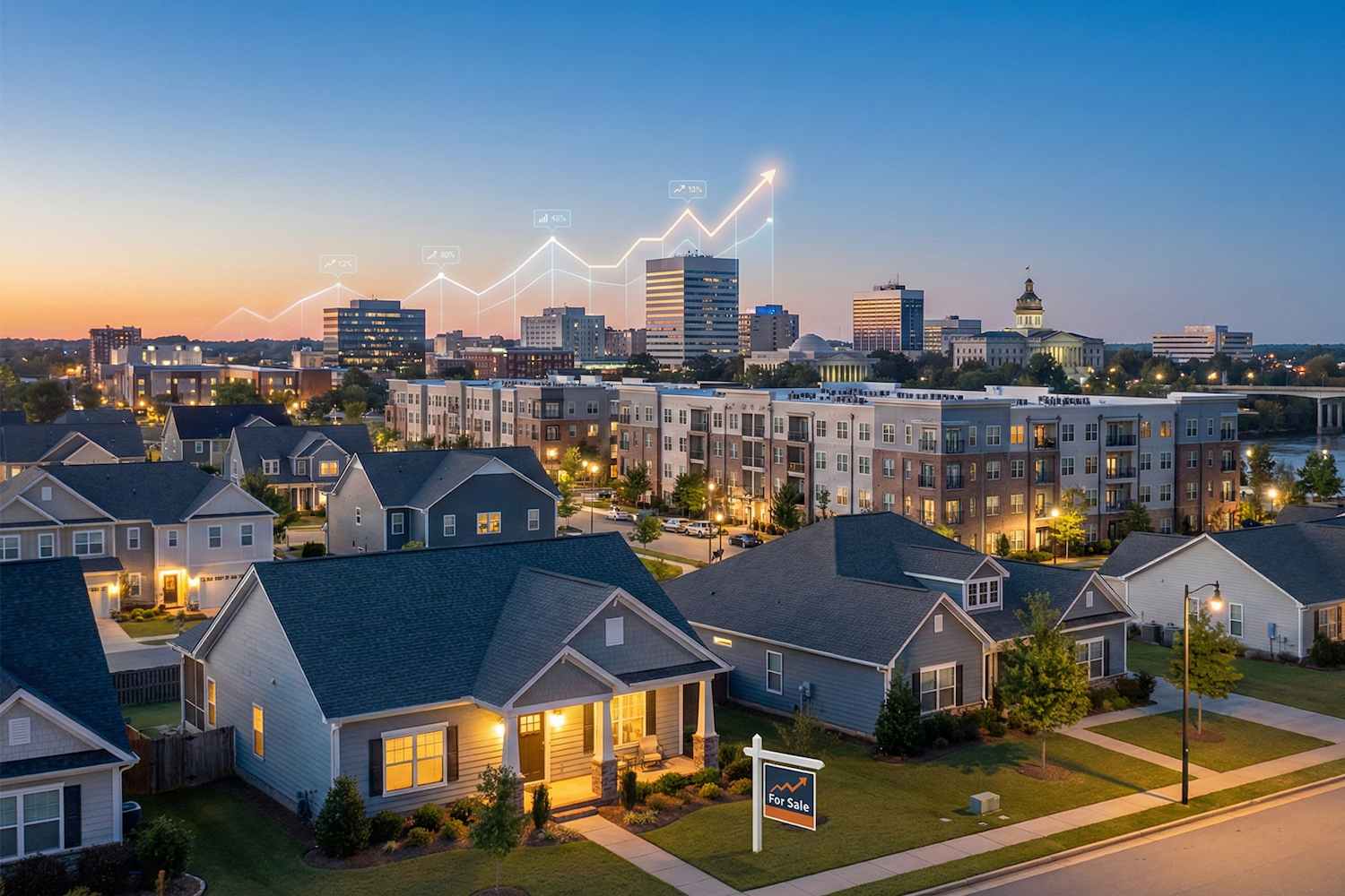 Columbia Houses During Night Columbia Houses During Night