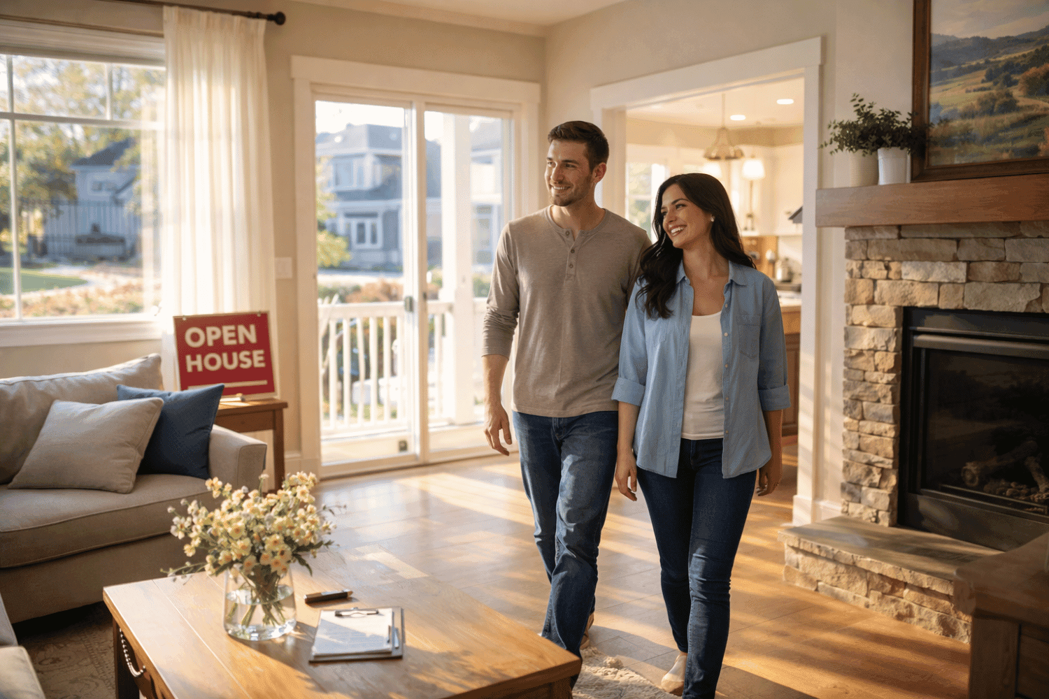 A Young Couple Strolls Through An Open House, Illuminated By Sunlight Streaming Through Large Windows, As They Explore Potential Single-Family Homes In Boone County'S Housing Market. The Warm Ambiance Suggests A Welcoming Atmosphere For Eligible Buyers Looking To Navigate The Current Inventory Levels And Market Demand.