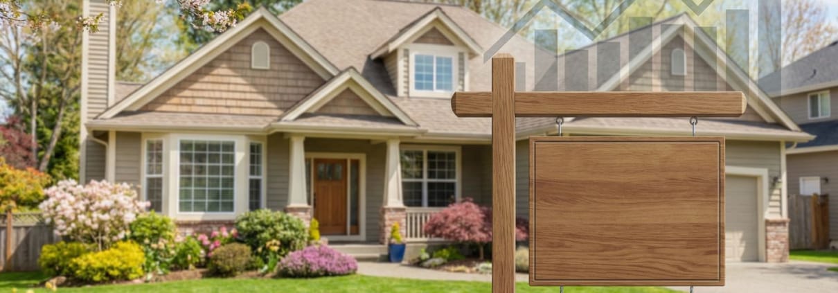 Suburban Home With A Real Estate Sign In Columbia, Mo During The April 2026 Spring Housing Market