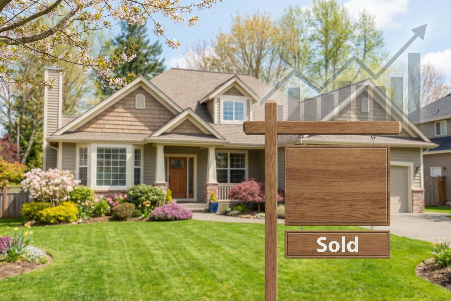 Suburban Home With A Real Estate Sign In Columbia, Mo During The April 2026 Spring Housing Market