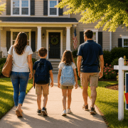 Buy Before School Starts In Columbia Mo Family Walking To New Home With Sold Sign